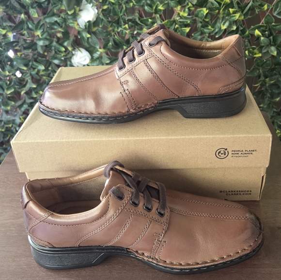Clarks Oxfords Brown Leather Touareg Vibe Bicycle Toe US Men\'s Size 7 EU 39.5 main image 6